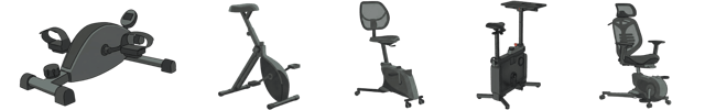 Five different desk bike styles